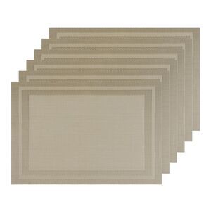Set of 6 Heat-resistant Washable Placemats 18x12 Inch Champagne